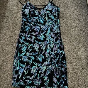 Purple and Blue Sequin Mini Dress
